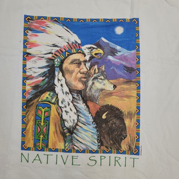 Vintage 1996 Native-American Shirt Womens Large 22x26 Ivory - Picture 12 of 16